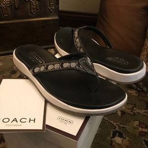 Black, white, gray mngrm Coach latrice sandals 7.5